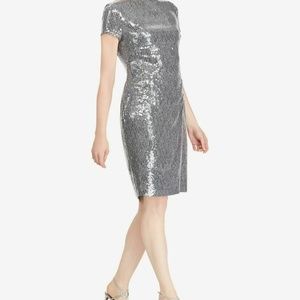 RALPH LAUREN Silver Sequined Cocktail Dress size 6